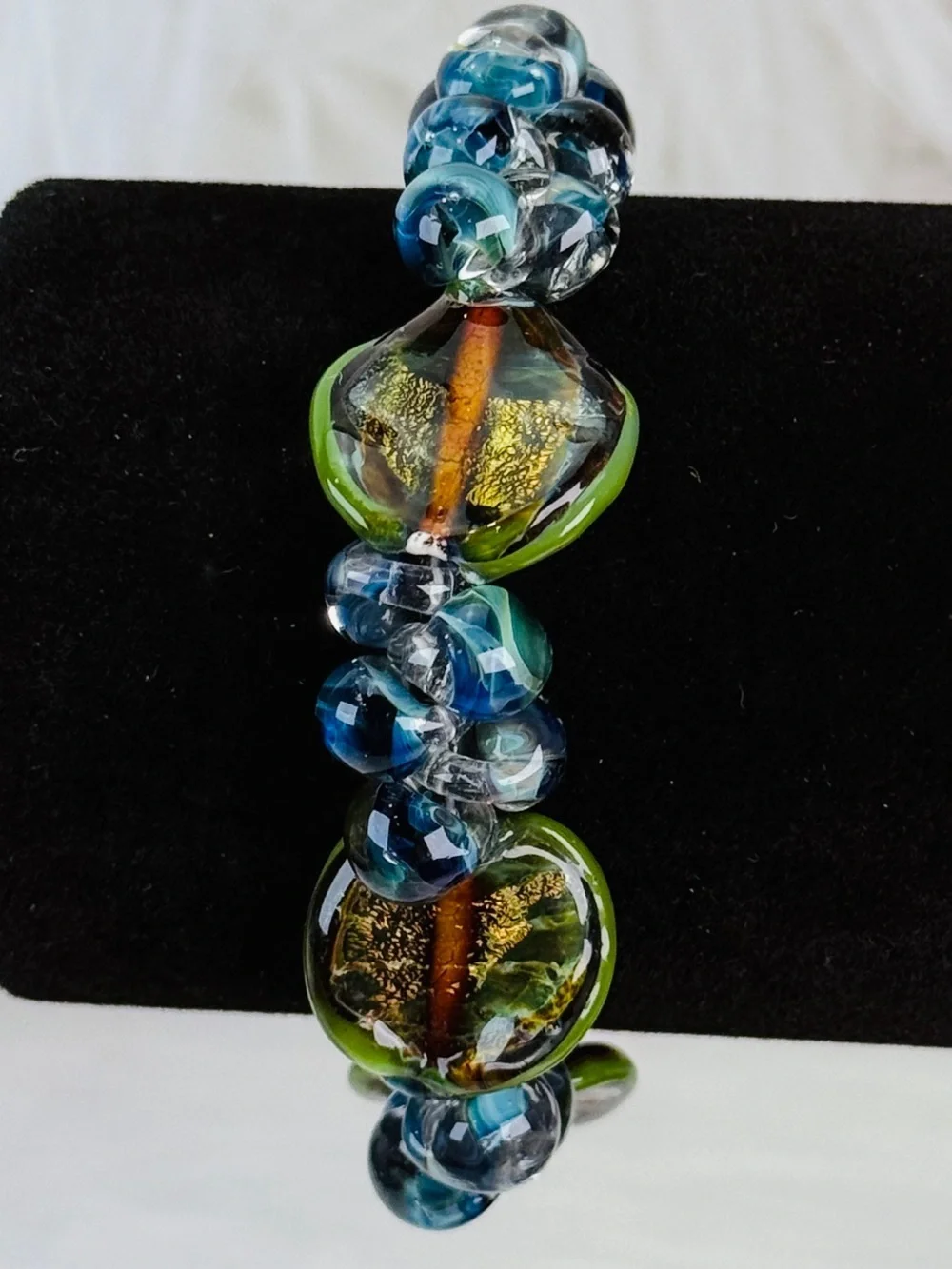Gorgeous, Bohemian chic colorful, blue green, Earth tone toggle closure bracelet